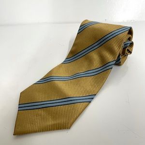 Giorgio Armani 100% Silk Gold & Blue Stripe Necktie